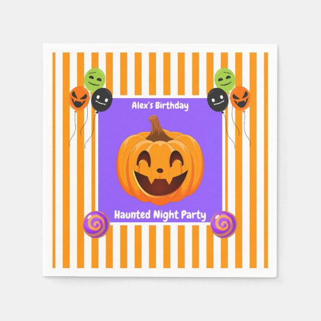 Haunted Night Party Birthday  – Halloween night Napkins (Front)