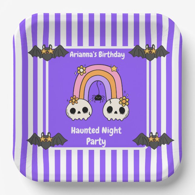 Haunted Night Party Birthday  – Halloween night Paper Plates (Front)