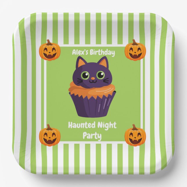 Haunted Night Party Birthday  – Halloween night Paper Plates (Front)