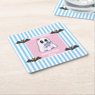 Haunted Night Party Birthday  – Halloween night Square Paper Coaster