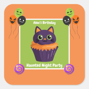 Haunted Night Party Birthday – Halloween night Square Sticker