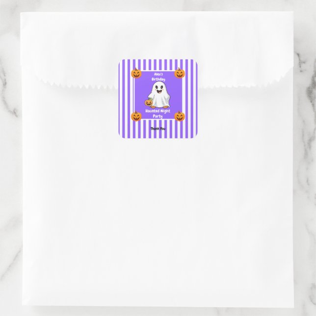 Haunted Night Party Birthday  – Halloween night Square Sticker (Bag)