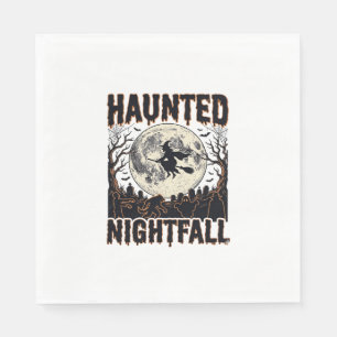 Haunted Night Shirt Vintage Engraving Halloween De Napkins