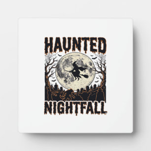 Haunted Night Shirt Vintage Engraving Halloween De Plaque