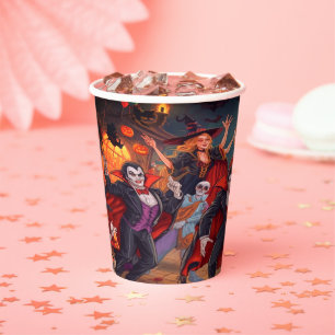 Haunted Night with Dracula For Halloween Paper Cups