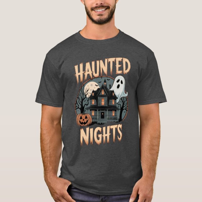 Haunted Nights: Spooky Halloween T-Shirt (Front)