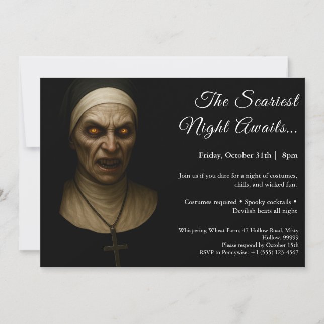 Haunted Nun | Halloween Costume Party Invitation (Front)