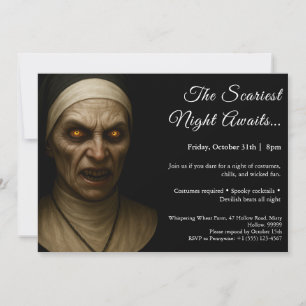 Haunted Nun   Halloween Costume Party Invitation
