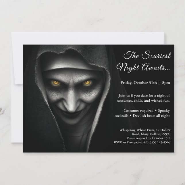 Haunted Nun | Halloween Costume Party Invitation (Front)