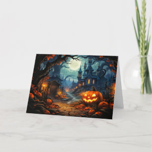 Haunted Old House - Happy Halloween Card