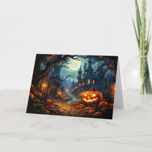 Haunted Old House _ Happy Halloween Card