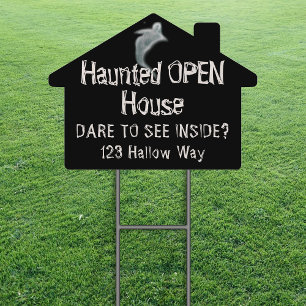 Haunted Open House Ghostly Funny Sign