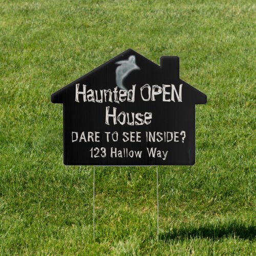 Haunted Open House Ghostly Funny Sign