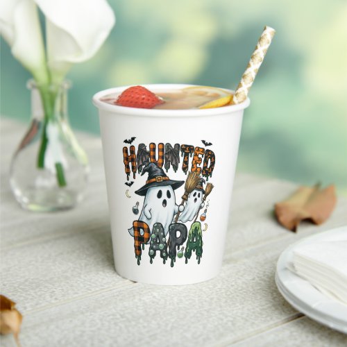 Haunted Papa Halloween Ghost Design Paper Cups