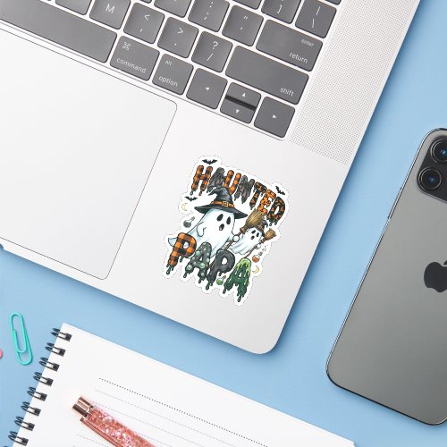 Haunted Papa Halloween Ghost Design Sticker