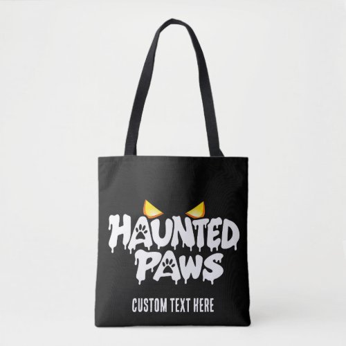 Haunted Paws Spooky Eyes Halloween Dog Lover Tote Bag
