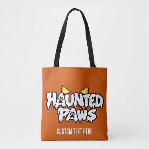 Haunted Paws Spooky Eyes Halloween Reversible Tote Bag