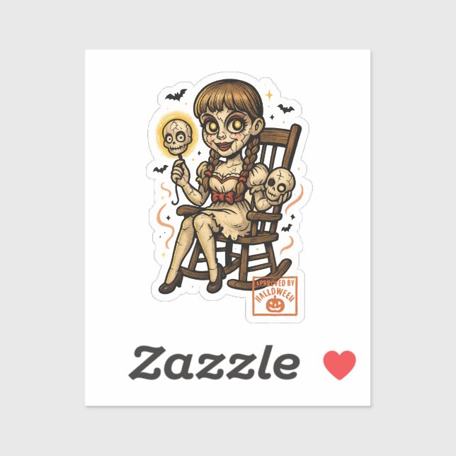 Haunted Pin-Up Doll – Creepy Cute Halloween Sticker (Sheet)