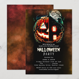 Haunted Pumpkin House Halloween Invitation