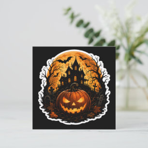 🎃 Haunted Pumpkin Moon Halloween Sticker Spooky Invitation