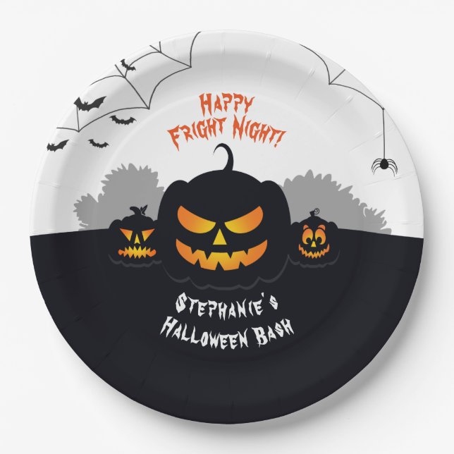 Haunted Pumpkin Patch Paper Plates (Front)