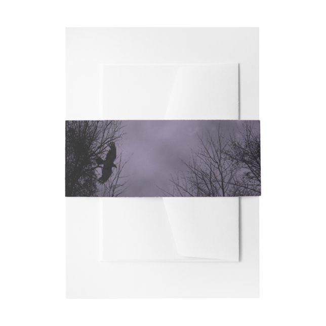Haunted Purple Sky with Crows Invitation Bands Invitation Belly Band (Front Example)