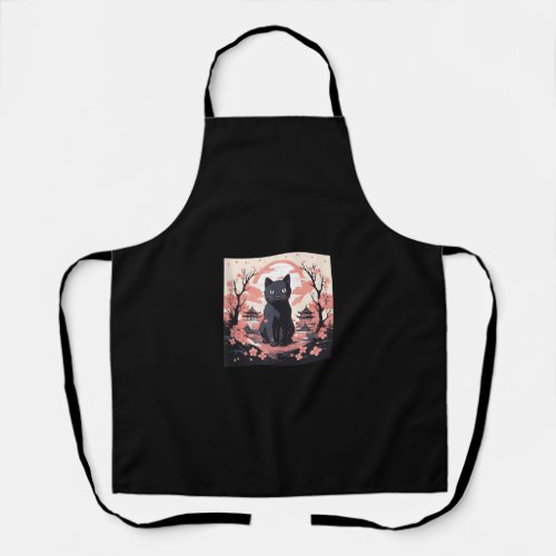 Haunted Sakura_ Black Cat  Pumpkins in Japan  Apron