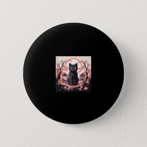 Haunted Sakura_ Black Cat  Pumpkins in Japan  Button