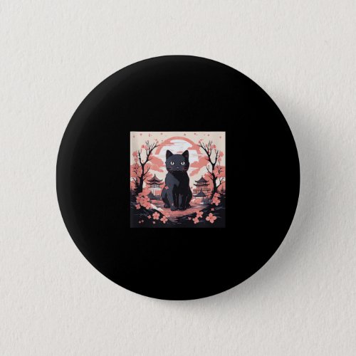 Haunted Sakura_ Black Cat  Pumpkins in Japan  Button