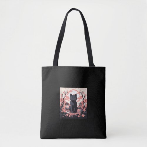 Haunted Sakura_ Black Cat  Pumpkins in Japan  Tote Bag