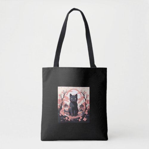 Haunted Sakura_ Black Cat  Pumpkins in Japan  Tote Bag