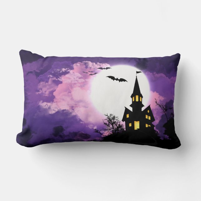 Haunted Scary Night Lumbar Pillow (Front)