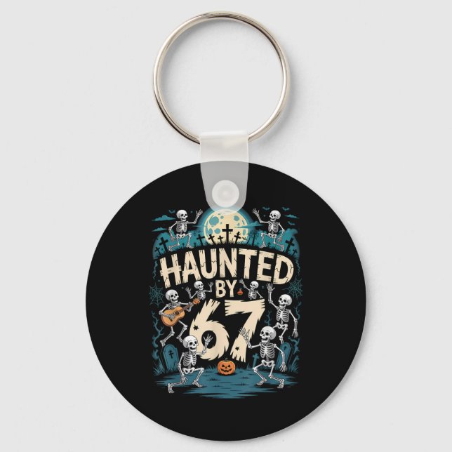 Haunted Six Seven 6 7 Meme 67 Skeleton Hand Hallow Keychain (Front)