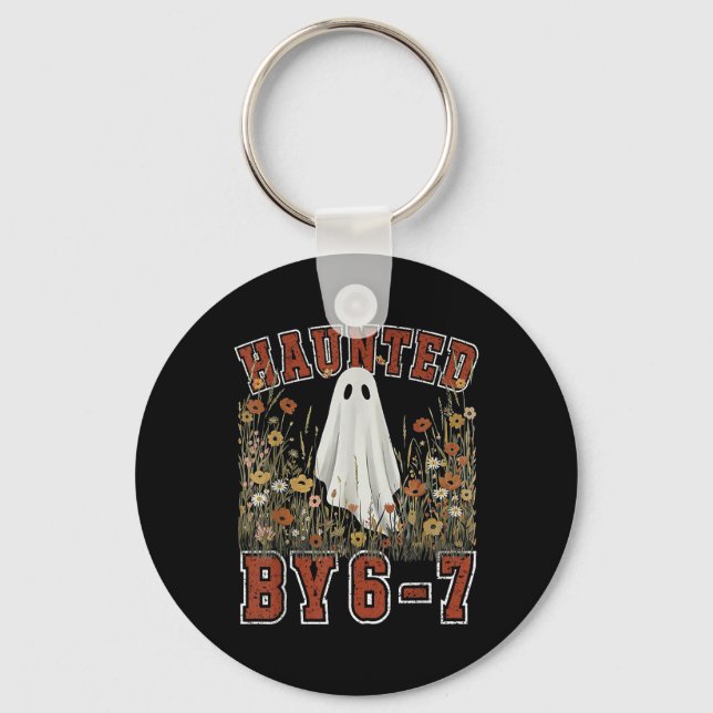 Haunted Six Seven 6 7 Meme 67 Skeleton Hand Hallow Keychain (Front)