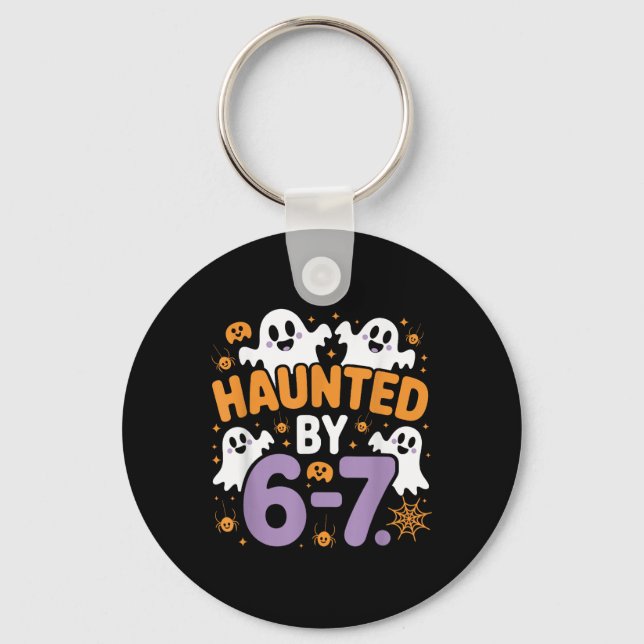 Haunted Six Seven 6 7 Meme 67 Skeleton Hand Hallow Keychain (Front)