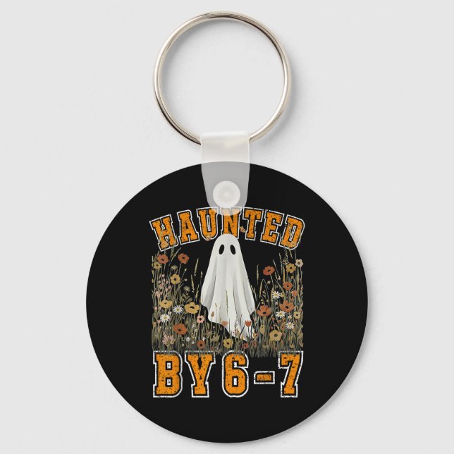 Haunted Six Seven 6 7 Meme 67 Skeleton Hand Hallow Keychain (Front)