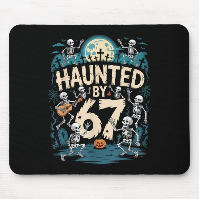 Haunted Six Seven 6 7 Meme 67 Skeleton Hand Hallow Mouse Pad (Front)