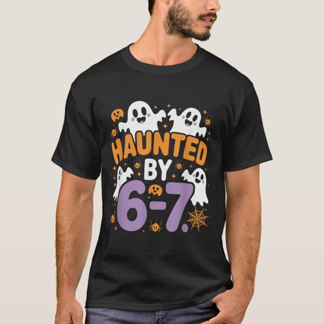 Haunted Six Seven 6 7 Meme 67 Skeleton Hand Hallow T-Shirt (Front)