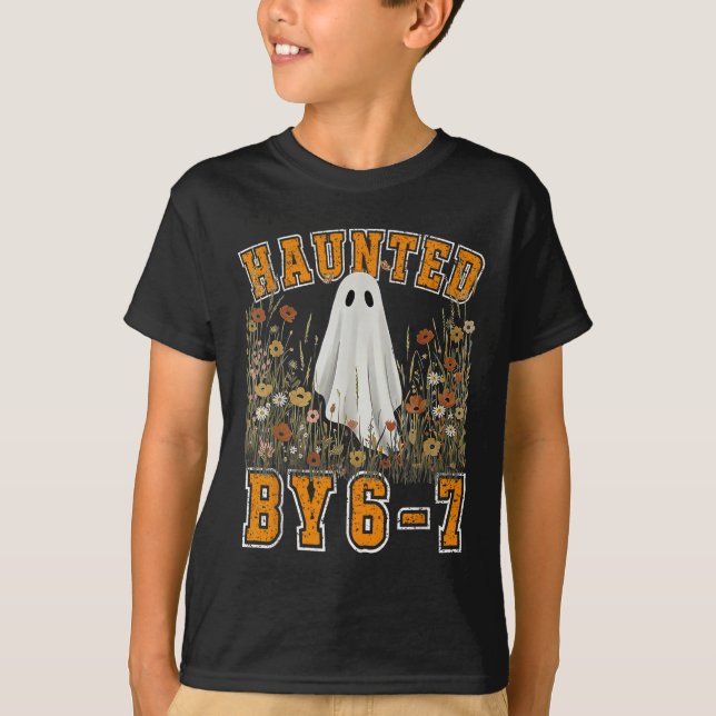 Haunted Six Seven 6 7 Meme 67 Skeleton Hand Hallow T-Shirt (Front)
