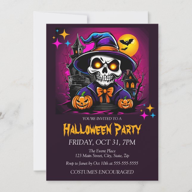 Haunted Skeleton Costume Halloween Party Invitation (Front)