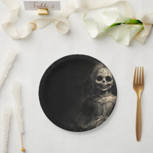 Haunted Skeleton Doll Halloween Costume Party Paper Plates