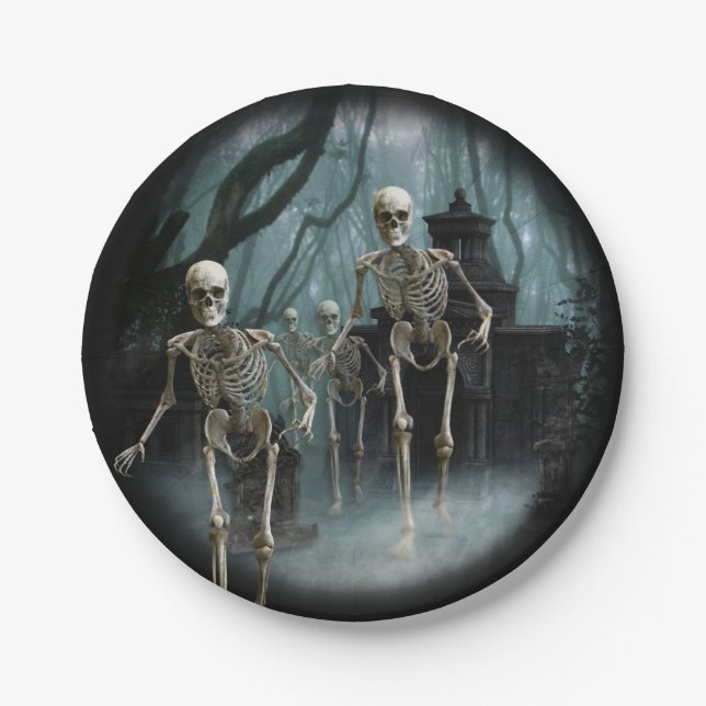 Haunted Skeletons Paper Plate (Front)