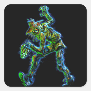 Haunted Skull Crow Square Sticker