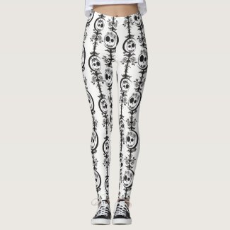Haunted Skulls Black & White Leggings