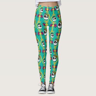 Haunted Skulls Teal Leggings