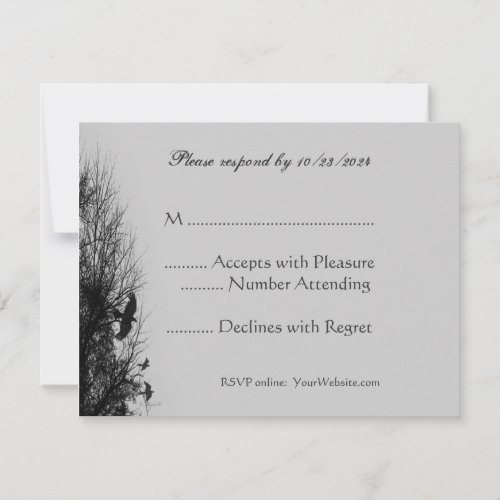 Haunted Sky and Ravens Editable RSVP Card