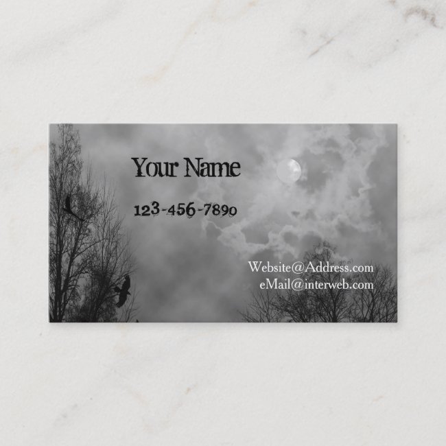 Haunted Sky Black White Custom Business Cards