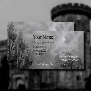 Haunted Sky Black White Custom Business Cards