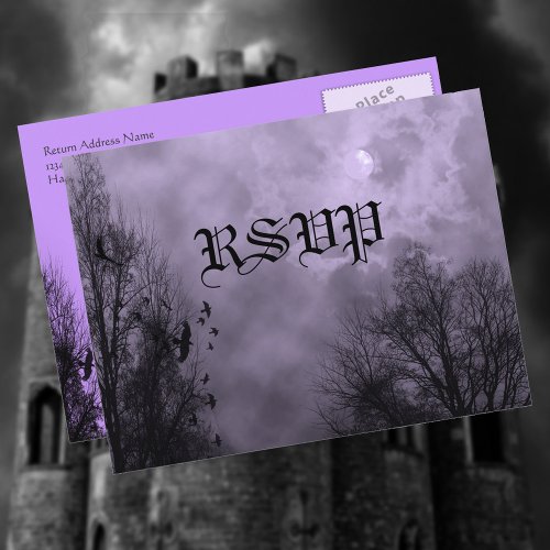 Haunted Sky Purple Mist Custom RSVP Postcard