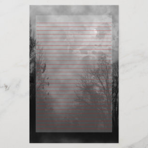 Haunted Sky Stationery Red Lined